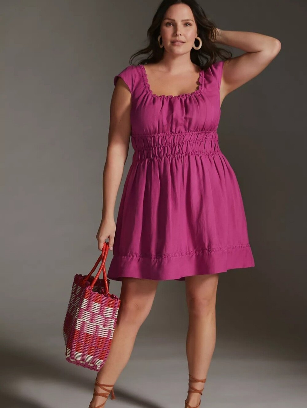 Anthropologie Fuchsia Smocked Dress | Size 1X - NWT